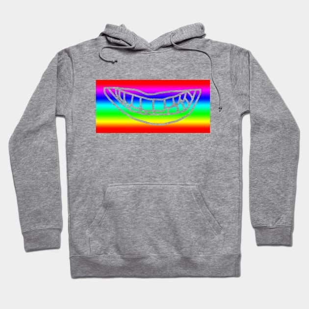 Rainbow Stripes Minimal Lips Hoodie by ellenhenryart